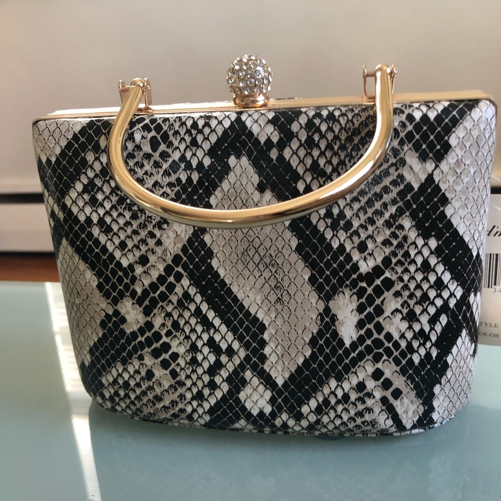 Small snakeskin purse with shoulder chain attached